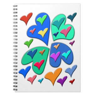 Caderno Espiral Corações Coloridos