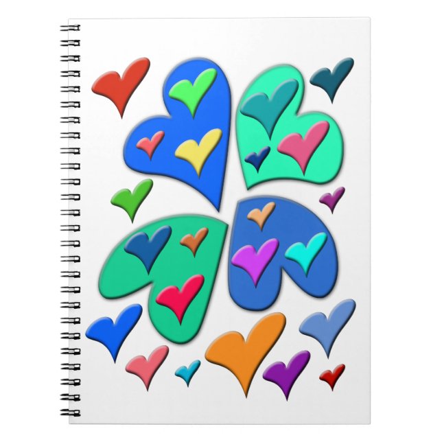 Caderno Espiral Corações Coloridos (Frente)