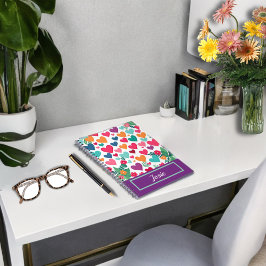 Caderno Espiral Corações coloridos personalizados