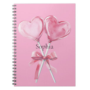 Caderno Espiral Corações Cor-de-Rosa