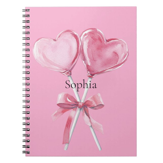 Caderno Espiral Corações Cor-de-Rosa   (Frente)