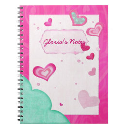 Caderno Espiral Corações cor-de-rosa Jeweled PERSONALIZED DIARY JO