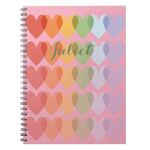 Caderno Espiral Corações Cutes Personalizados Personalizados do Ar