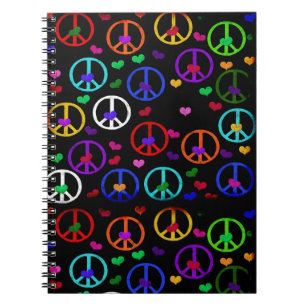 Caderno Espiral Corações da paz do arco-íris