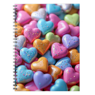 Caderno Espiral Corações de Amor de Balas Coloridos
