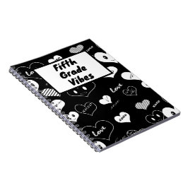 Caderno Espiral Corações de Amor Negro e Branco Víblias de Quinto 