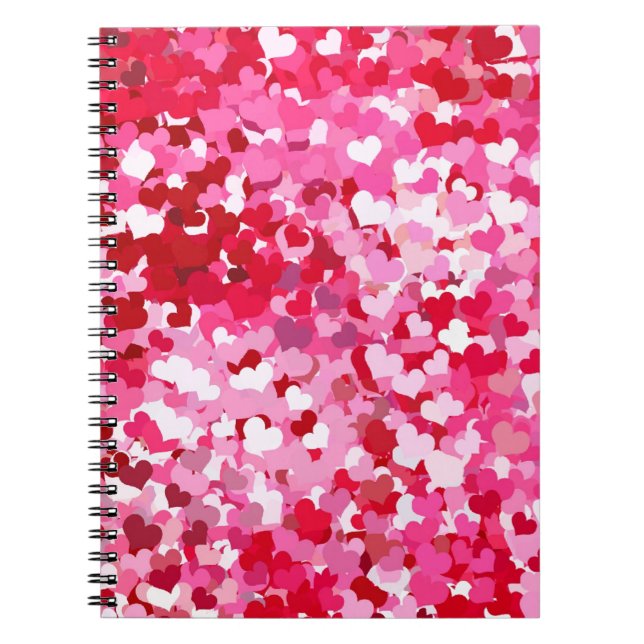 Caderno Espiral Corações de Confetti Rosa (Frente)