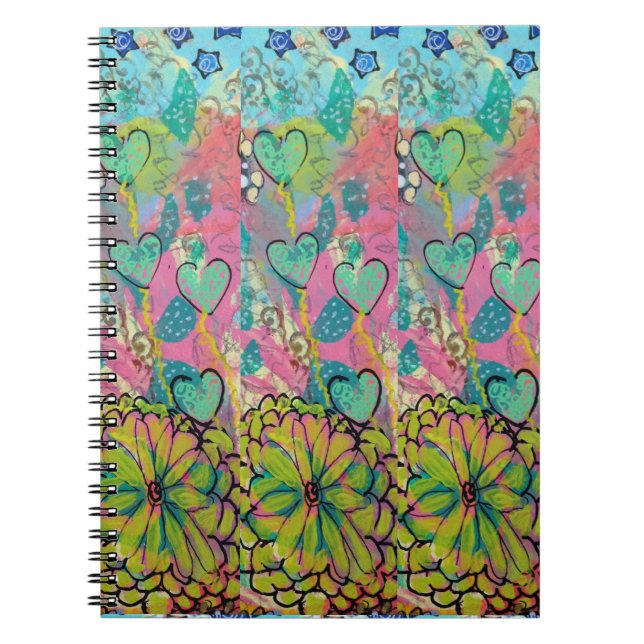 Caderno Espiral Corações de Mídia Mistos (Frente)