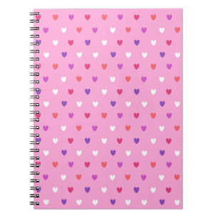 Caderno Espiral Corações de polca a rosa