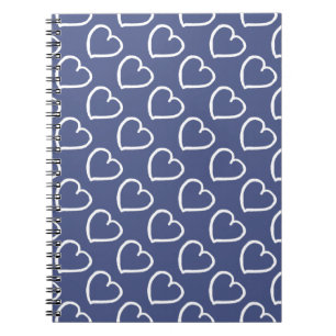 Caderno Espiral Corações desenhados pela mão bonito design branco