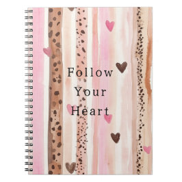 Caderno Espiral Corações do Leopardo Castanho-Cor-de-Rosa