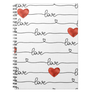 Caderno Espiral Corações do namorados: Design de linha 3D