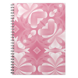 Caderno Espiral Corações e Diamantes Abstratos Rosa Suave
