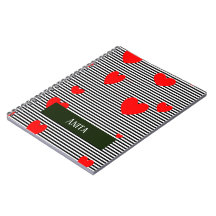 Corações e listras vermelhas personalizadas
