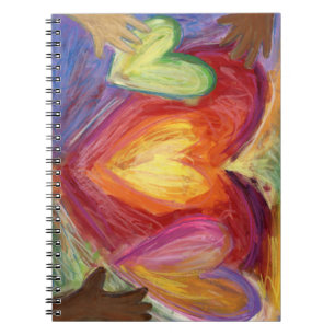 Caderno Espiral Corações e Mãos Adoram Diversidade Arte Diário de