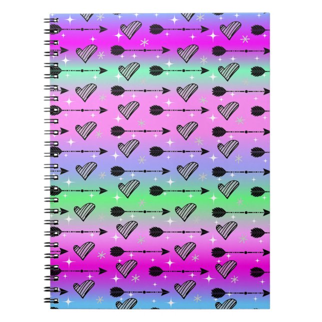 Caderno Espiral Corações e Setas (Frente)
