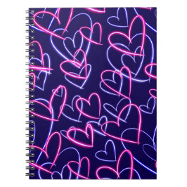 Caderno Espiral Corações Elétricos Brilham 