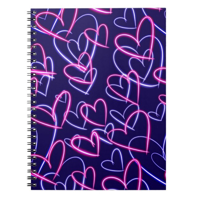 Caderno Espiral Corações Elétricos Brilham  (Frente)