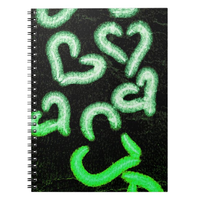 Caderno Espiral Corações em Dificuldade Verde (Frente)