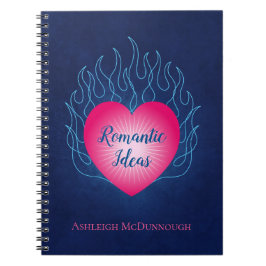 Caderno Espiral Corações em Fogo Ideias Românticas