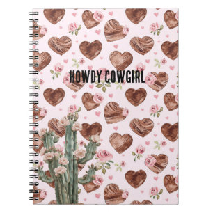 Caderno Espiral Corações Florais Rosa de Cactus Ocidental