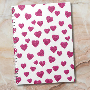 Caderno Espiral Corações Glitter Rosa no Dia dos Namorados em Bran