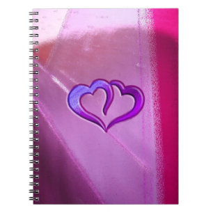 Caderno Espiral Corações gravados roxo