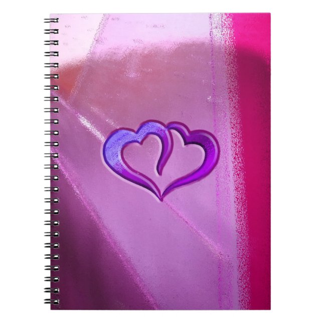 Caderno Espiral Corações gravados roxo (Frente)