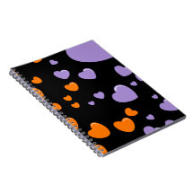 corações laranja e roxo bolinhas