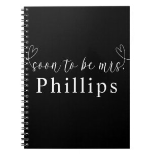 Caderno Espiral Corações Modernos Brancos Negros em Breve para ser