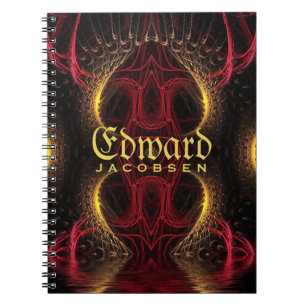 Caderno Espiral Corações Ouros Medievais Fantasia Arte Fractal