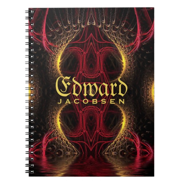 Caderno Espiral Corações Ouros Medievais Fantasia Arte Fractal (Frente)