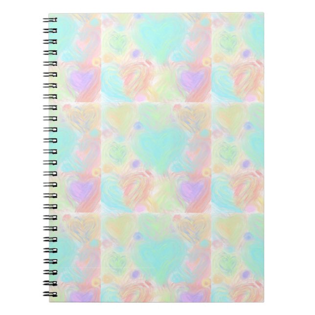 Caderno Espiral Corações Pintados com Pastel (Frente)