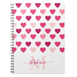 Caderno Espiral Corações Rosa Bonitos Personalizados Amor