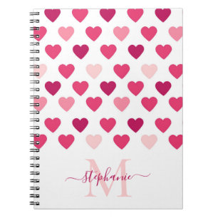Caderno Espiral Corações Rosa Bonitos Personalizados Amor