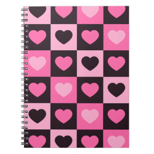 Caderno Espiral Corações rosas claro cor-de-rosa-quente, farrapos 