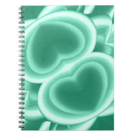Caderno Espiral Corações Verdes Espelhados