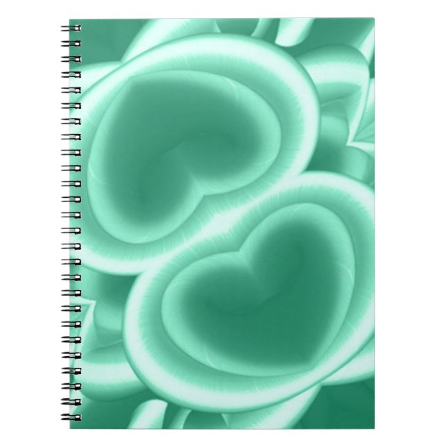 Caderno Espiral Corações Verdes Espelhados (Frente)