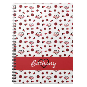 Caderno Espiral Corações Vermelhas, Pom Poms, Padrão Megaphone