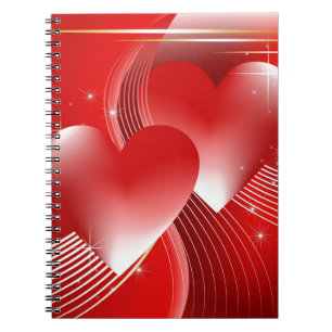 Caderno Espiral Corações vermelhos