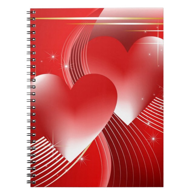 Caderno Espiral Corações vermelhos (Frente)