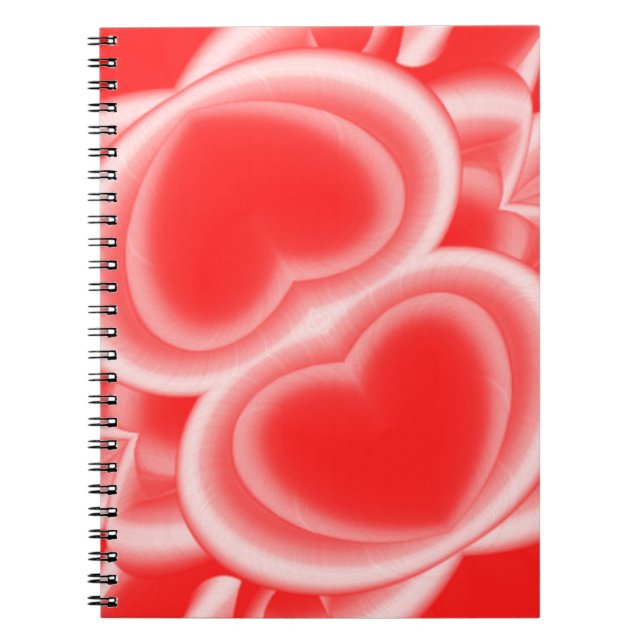 Caderno Espiral Corações Vermelhos Espelhados (Frente)