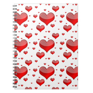Caderno Espiral Corações Vermelhos Falsos (Você Escolhe Cor De Fun