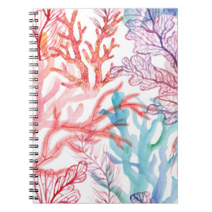 Caderno Espiral Corais aquosos: padrão do mundo subaquático.