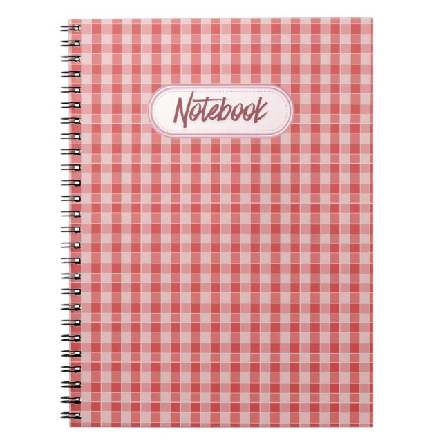 Caderno Espiral Coral Checkerboard Notebook Soft Pink Geometric  (Frente)