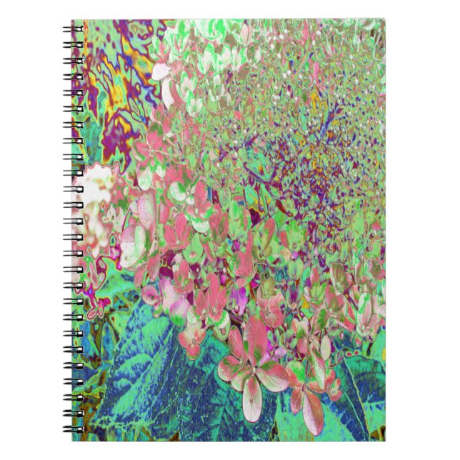 Caderno Espiral Coral Elegante e Chartreuse Limelight Hydrangea (Frente)