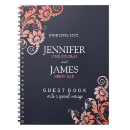 Caderno Espiral Coral Personalizável e Livro de Convidados de Casa