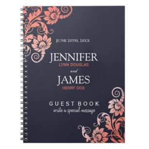 Caderno Espiral Coral Personalizável e Livro de Convidados de Casa