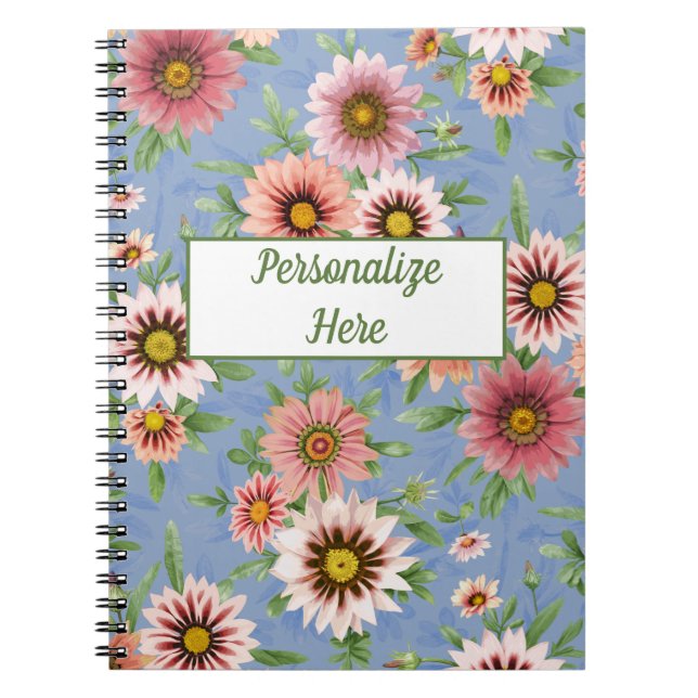 Caderno Espiral Coral Pink Daisy Floral (Frente)
