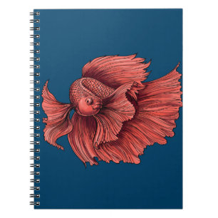 Caderno Espiral Coral Siamese lutando peixes